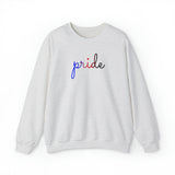 Polyamory Pride Sweater: Flowing Cursive 'Pride' in Gradient Hues