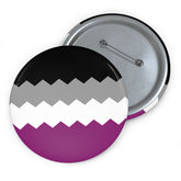 Asexual Pride Flag Pin: Round Button with Sharp Design