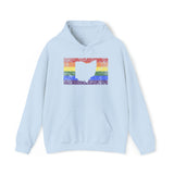Ohio Pride Flag Hoodie: Rainbow LGBTQ+ State Silhouette Distressed Hooded Sweatshirt