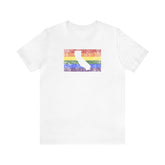 California Pride Flag Tee: Rainbow LGBTQ+ State Silhouette Distressed Shirt