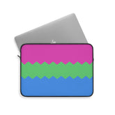 Polysexual Pride Flag Laptop Sleeve: Wavey Print Protective Case