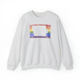 Iowa Pride Flag Sweater: Rainbow LGBTQ+ State Silhouette Distressed Sweatshirt