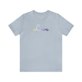Nonbinary Love Script Tee: Subtly Elegant Pride T-Shirt