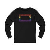 Kansas Pride Flag Long Sleeve Tee: Rainbow LGBTQ+ State Silhouette Distressed Long Sleeve T-Shirt