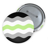 Agender Pride Flag Pin: Round Button with Wavey Design