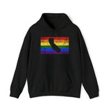 California Pride Flag Hoodie: Rainbow LGBTQ+ State Silhouette Distressed Hooded Sweatshirt