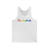 Florida Pride Tank Top: Flowing Cursive Design with LGBTQ+ Gradient