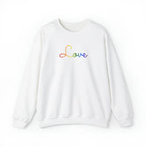 Pride Flag Love Script Sweatshirt: Subtly Elegant Pride Sweater
