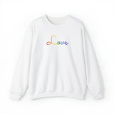 Pride Flag Love Script Sweatshirt: Subtly Elegant Pride Sweater