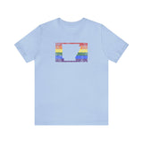 Arkansas Pride Flag Tee: Rainbow LGBTQ+ State Silhouette Distressed Shirt