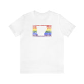 Arkansas Pride Flag Tee: Rainbow LGBTQ+ State Silhouette Distressed Shirt