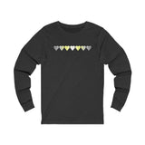 Demigender Flag Hearts Long Sleeve Tee: Pride LGBTQ+ Gradient Design