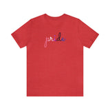 Genderfluid Pride T-Shirt: Flowing Cursive 'Pride' in Gradient Hues