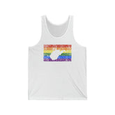 West Virginia Pride Flag Tank: Rainbow LGBTQ+ State Silhouette Distressed Tank-Top