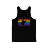 West Virginia Pride Flag Tank: Rainbow LGBTQ+ State Silhouette Distressed Tank-Top