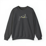 Demigender Pride Sweater: Flowing Cursive 'Pride' in Gradient Hues