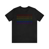 Massachusetts LGBTQ+ Pride Flag, Faded Black T-Shirt