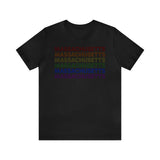 Massachusetts LGBTQ+ Pride Flag, Faded Black T-Shirt