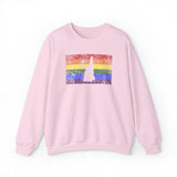 New Hampshire Pride Flag Sweater: Rainbow LGBTQ+ State Silhouette Distressed Sweatshirt