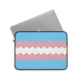 Transgender Pride Flag Laptop Sleeve: Wavey Print Protective Case