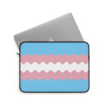 Transgender Pride Flag Laptop Sleeve: Wavey Print Protective Case