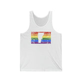 Vermont Pride Flag Tank: Rainbow LGBTQ+ State Silhouette Distressed Tank-Top