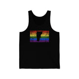 Vermont Pride Flag Tank: Rainbow LGBTQ+ State Silhouette Distressed Tank-Top