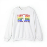New Jersey Pride Flag Sweater: Rainbow LGBTQ+ State Silhouette Distressed Sweatshirt