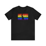 Delaware Pride Flag Tee: Rainbow LGBTQ+ State Silhouette Distressed Shirt