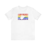 West Virginia Pride Flag Tee: Rainbow LGBTQ+ State Silhouette Distressed Shirt
