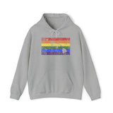 Hawaii Pride Flag Hoodie: Rainbow LGBTQ+ State Silhouette Distressed Hooded Sweatshirt