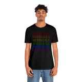 Nebraska LGBTQ+ Pride Flag, Faded Black T-Shirt