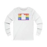 Utah Pride Flag Long Sleeve Tee: Rainbow LGBTQ+ State Silhouette Distressed Long Sleeve T-Shirt