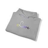 Nonbinary Love Script Hoodie: Subtly Elegant Pride Sweatshirt