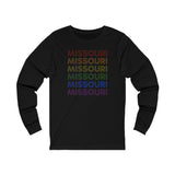 Missouri LGBTQ+ Pride Flag, Faded Black Long Sleeve Tee