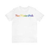 New Mexico Pride T-Shirt: Flowing Cursive Design with LGBTQ+ Gradient