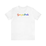 Georgia Pride T-Shirt: Flowing Cursive Design with LGBTQ+ Gradient
