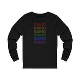 Idaho LGBTQ+ Pride Flag, Faded Black Long Sleeve Tee