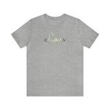 Agender Love Script Tee: Subtly Elegant Pride T-Shirt