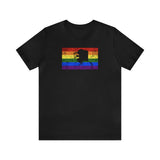 Alaska Pride Flag Tee: Rainbow LGBTQ+ State Silhouette Distressed Shirt