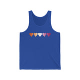 Lesbian Flag Hearts Tank-Top: Pride LGBTQ+ Gradient Design
