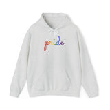 Pride Hoodie: Flowing Cursive 'Pride' in Gradient Hues