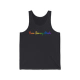 New Jersey Pride Tank Top: Flowing Cursive Design with LGBTQ+ Gradient