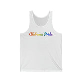 Alabama Pride Tank Top: Flowing Cursive Design with LGBTQ+ Gradient