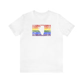 Illinois Pride Flag Tee: Rainbow LGBTQ+ State Silhouette Distressed Shirt