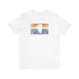 Illinois Pride Flag Tee: Rainbow LGBTQ+ State Silhouette Distressed Shirt