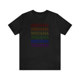 Indiana LGBTQ+ Pride Flag, Faded Black T-Shirt