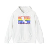 California Pride Flag Hoodie: Rainbow LGBTQ+ State Silhouette Distressed Hooded Sweatshirt