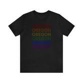 Oregon LGBTQ+ Pride Flag, Faded Black T-Shirt