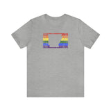 Arkansas Pride Flag Tee: Rainbow LGBTQ+ State Silhouette Distressed Shirt